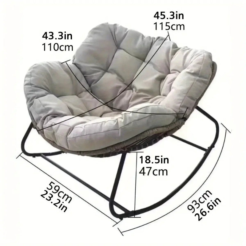 Outdoor Papasan Rocking Chair with Weather-Resistant Cushions by House Of Avana