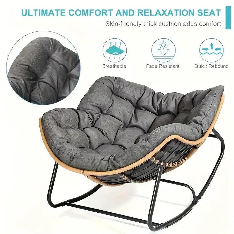 Outdoor Papasan Rocking Chair with Weather-Resistant Cushions by House Of Avana