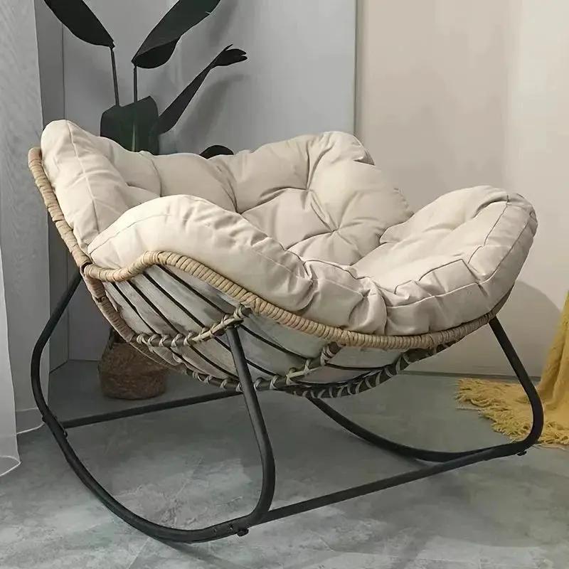 Outdoor Papasan Rocking Chair with Weather-Resistant Cushions by House Of Avana