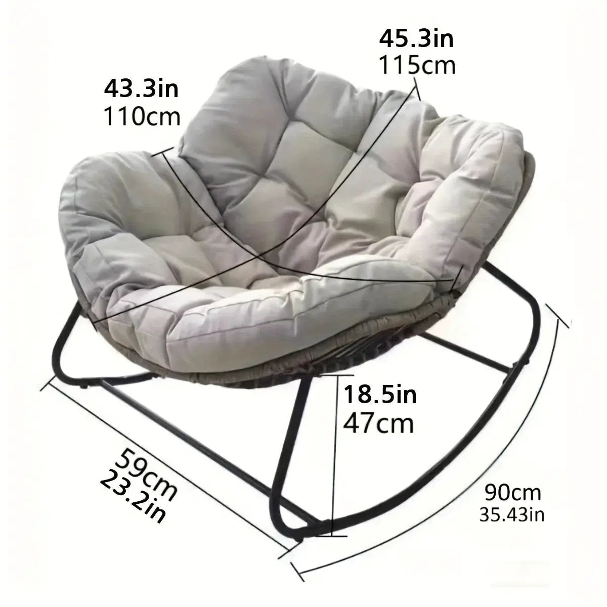 Outdoor Papasan Rocking Chair with Weather-Resistant Cushions by House Of Avana