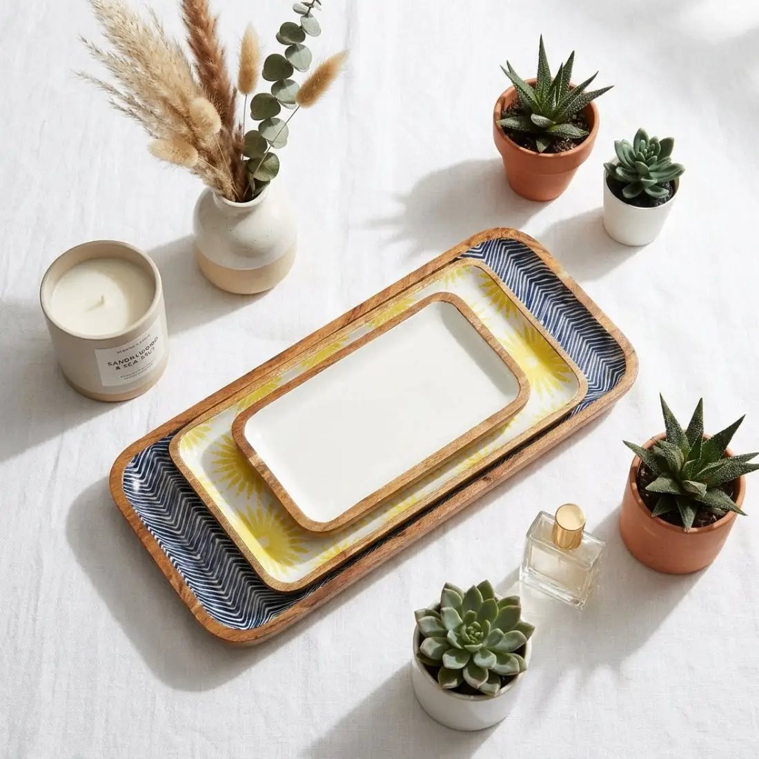 House of Avana Set of 3 Nesting Serving Trays Medium Mango Wood by House Of Avana