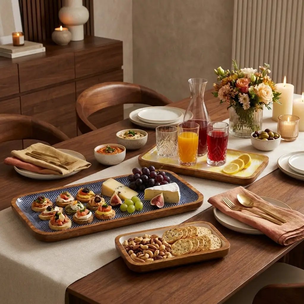 House of Avana Set of 3 Nesting Serving Trays Medium Mango Wood by House Of Avana