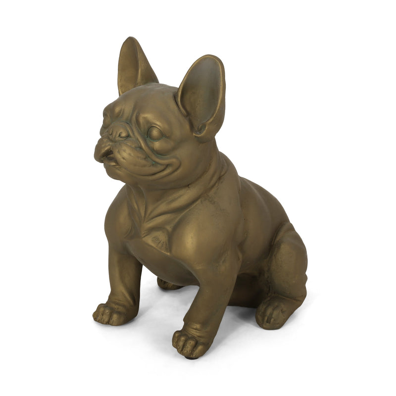 French Bulldog Dog Garden Sculpture with Antique Wash - Neutral