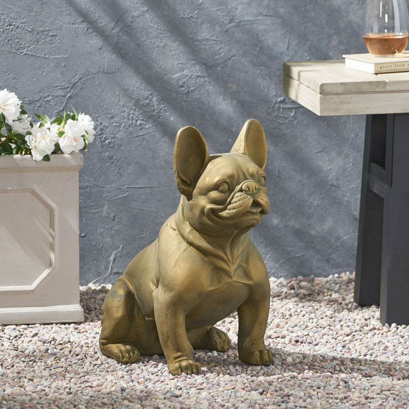 French Bulldog Dog Garden Sculpture with Antique Wash - Neutral, photo 2 of 12