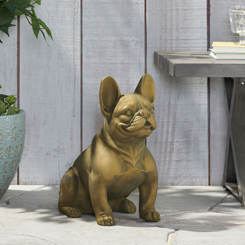 French Bulldog Dog Garden Sculpture with Antique Wash - Neutral, photo 3 of 12