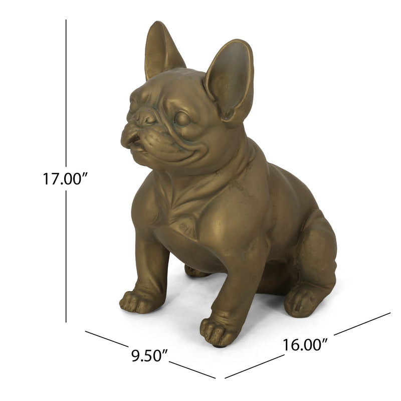 French Bulldog Dog Garden Sculpture with Antique Wash - Neutral, photo 4 of 12