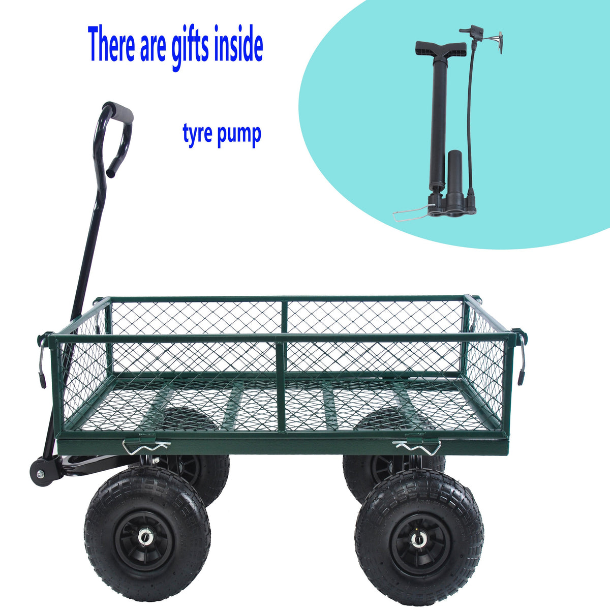 Green Outdoor Wagon Cart with Foldable Steel Frame - 550 lb Capacity, photo 11 of 37