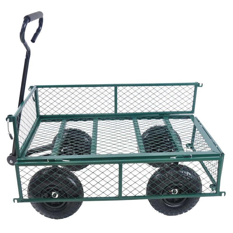 Green Outdoor Wagon Cart with Foldable Steel Frame - 550 lb Capacity, photo 15 of 37