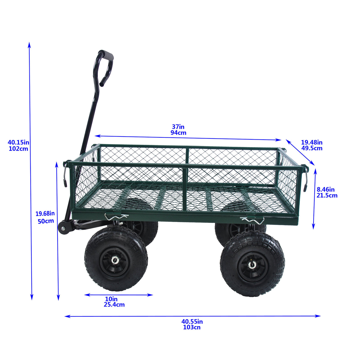 Green Outdoor Wagon Cart with Foldable Steel Frame - 550 lb Capacity, photo 16 of 37