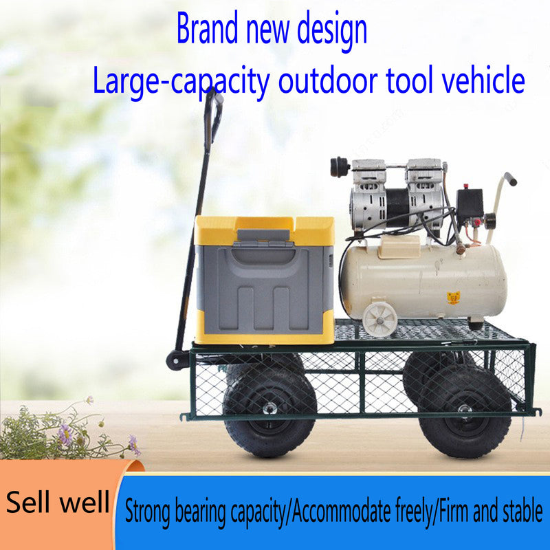 Green Outdoor Wagon Cart with Foldable Steel Frame - 550 lb Capacity, photo 19 of 37