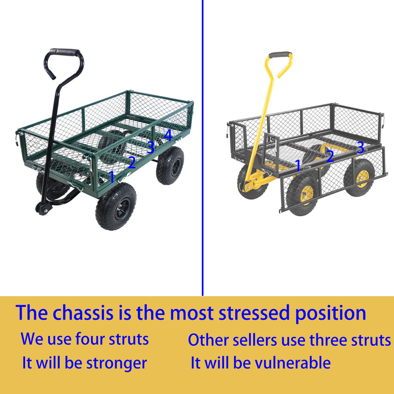Green Outdoor Wagon Cart with Foldable Steel Frame - 550 lb Capacity, photo 2 of 37