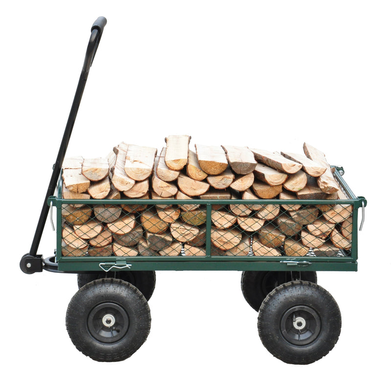 Green Outdoor Wagon Cart with Foldable Steel Frame - 550 lb Capacity, photo 26 of 37