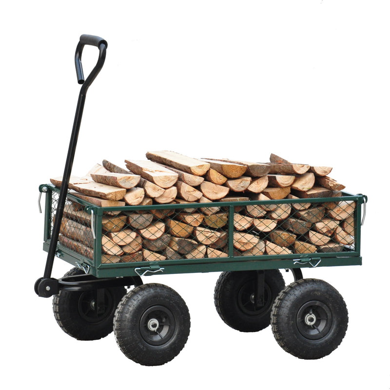Green Outdoor Wagon Cart with Foldable Steel Frame - 550 lb Capacity, photo 28 of 37