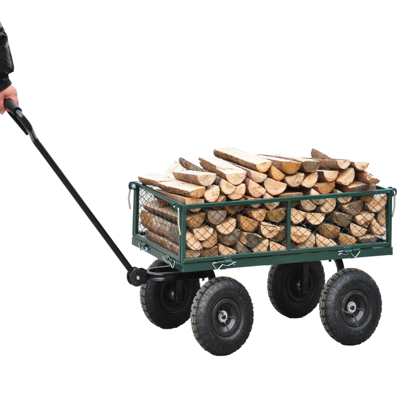 Green Outdoor Wagon Cart with Foldable Steel Frame - 550 lb Capacity, photo 29 of 37