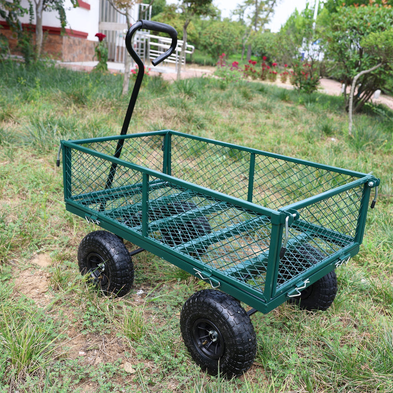 Green Outdoor Wagon Cart with Foldable Steel Frame - 550 lb Capacity, photo 33 of 37