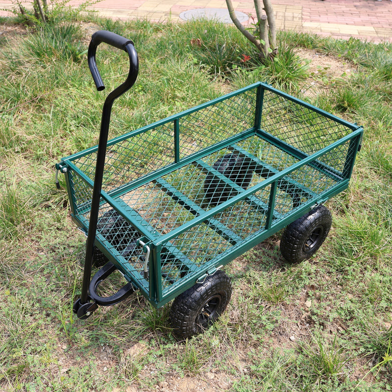 Green Outdoor Wagon Cart with Foldable Steel Frame - 550 lb Capacity, photo 35 of 37