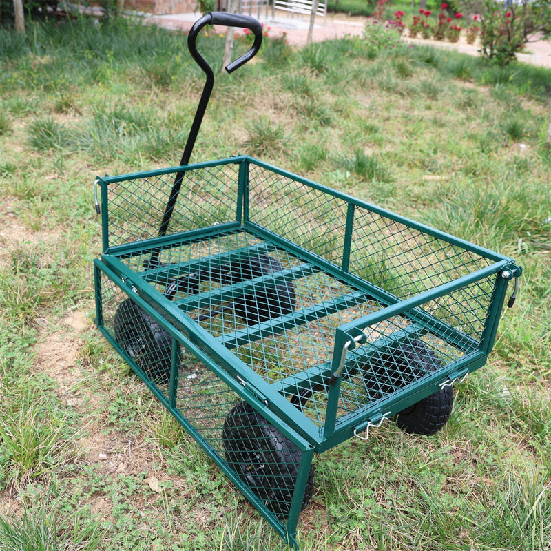 Green Outdoor Wagon Cart with Foldable Steel Frame - 550 lb Capacity, photo 36 of 37