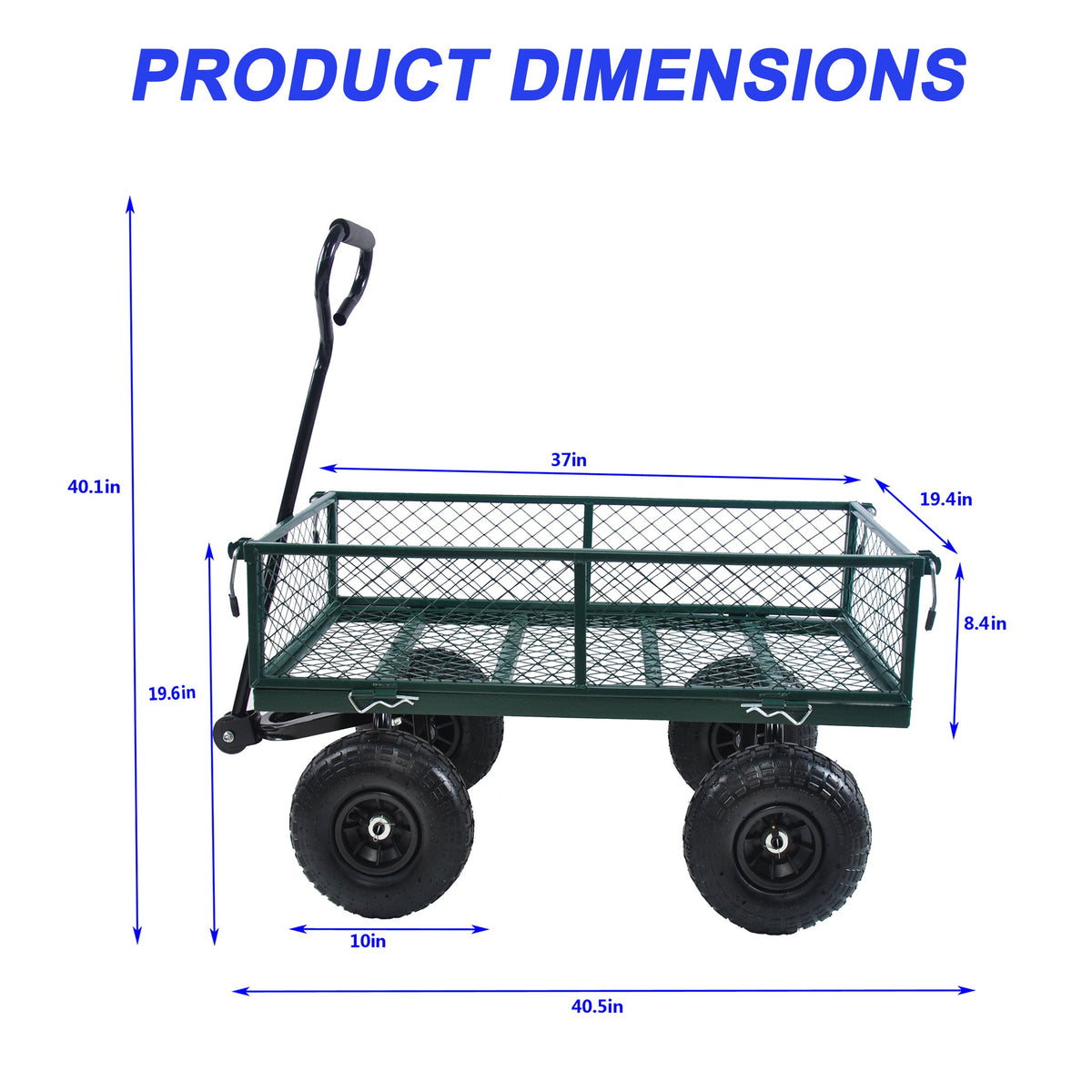 Green Outdoor Wagon Cart with Foldable Steel Frame - 550 lb Capacity, photo 5 of 37