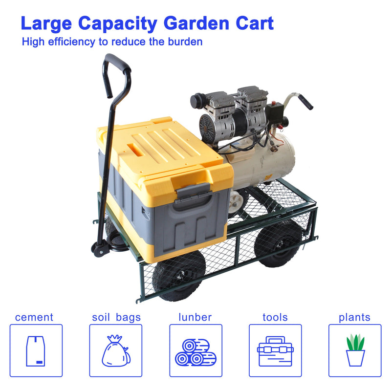 Green Outdoor Wagon Cart with Foldable Steel Frame - 550 lb Capacity, photo 8 of 37