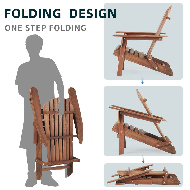 Hemlock Wood Outdoor Folding Adirondack Chair Set of 2, photo 5 of 6