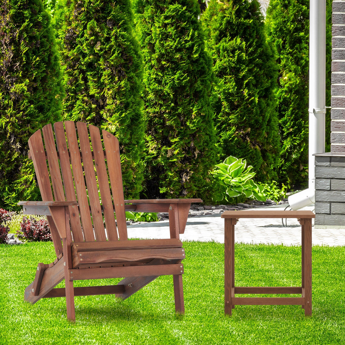 Hemlock Wood Outdoor Folding Adirondack Chair Set of 2, photo 6 of 6