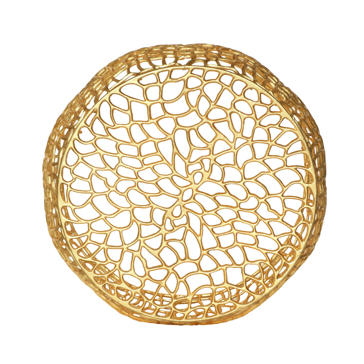 Modern Glam Mesh Coffee Table with Gold Accents and Aluminum Frame, photo 5 of 8