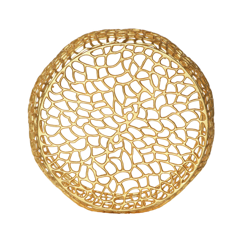 Modern Glam Mesh Coffee Table with Gold Accents and Aluminum Frame, photo 5 of 8