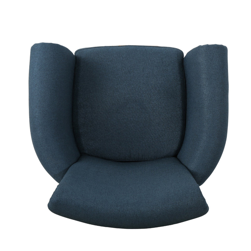 Navy Blue Fabric Club Chair with Nailhead Trim and Birch Wood Legs, photo 7 of 11