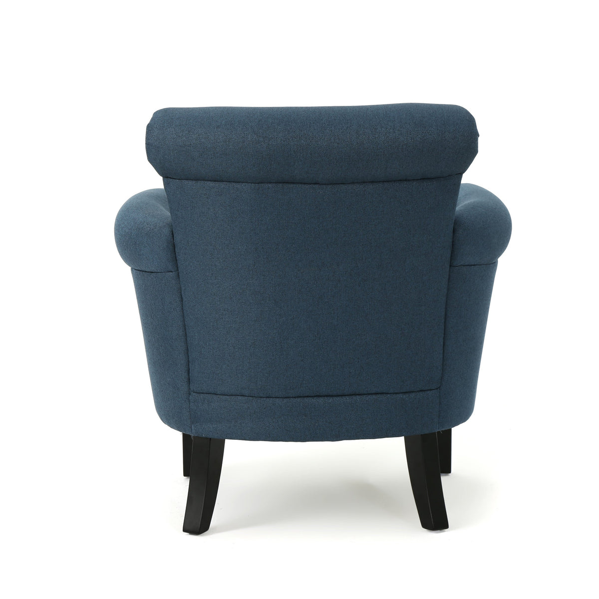 Navy Blue Fabric Club Chair with Nailhead Trim and Birch Wood Legs, photo 8 of 11