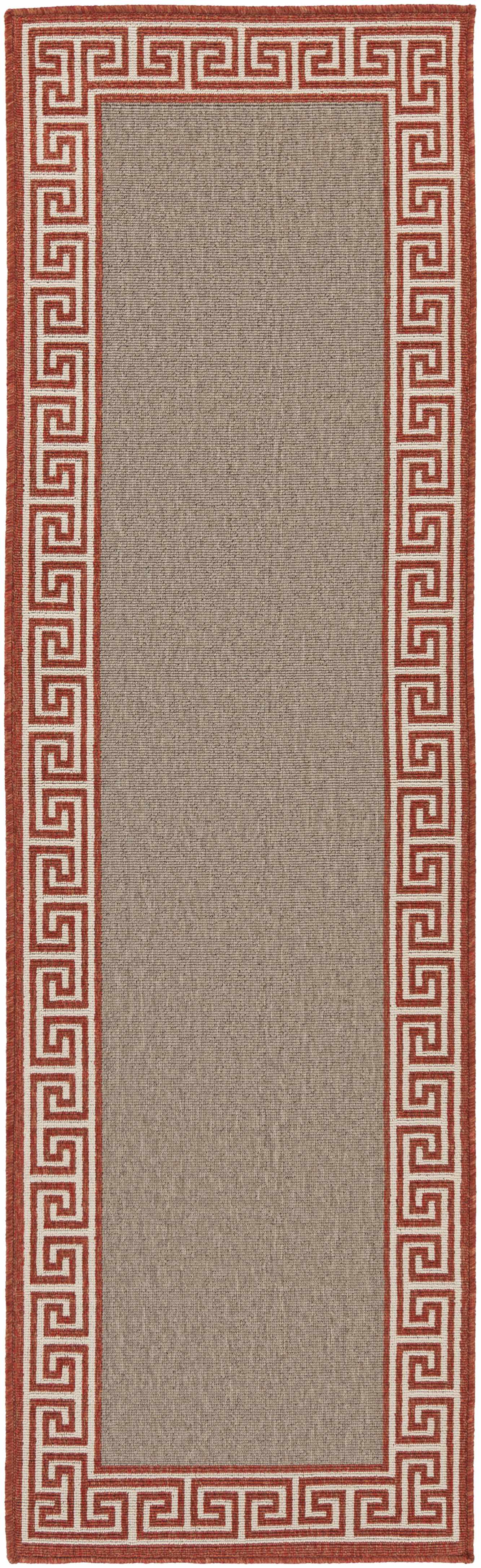 Houtz Red Border Greek Outdoor Rug - Clearance by Boutique Rugs