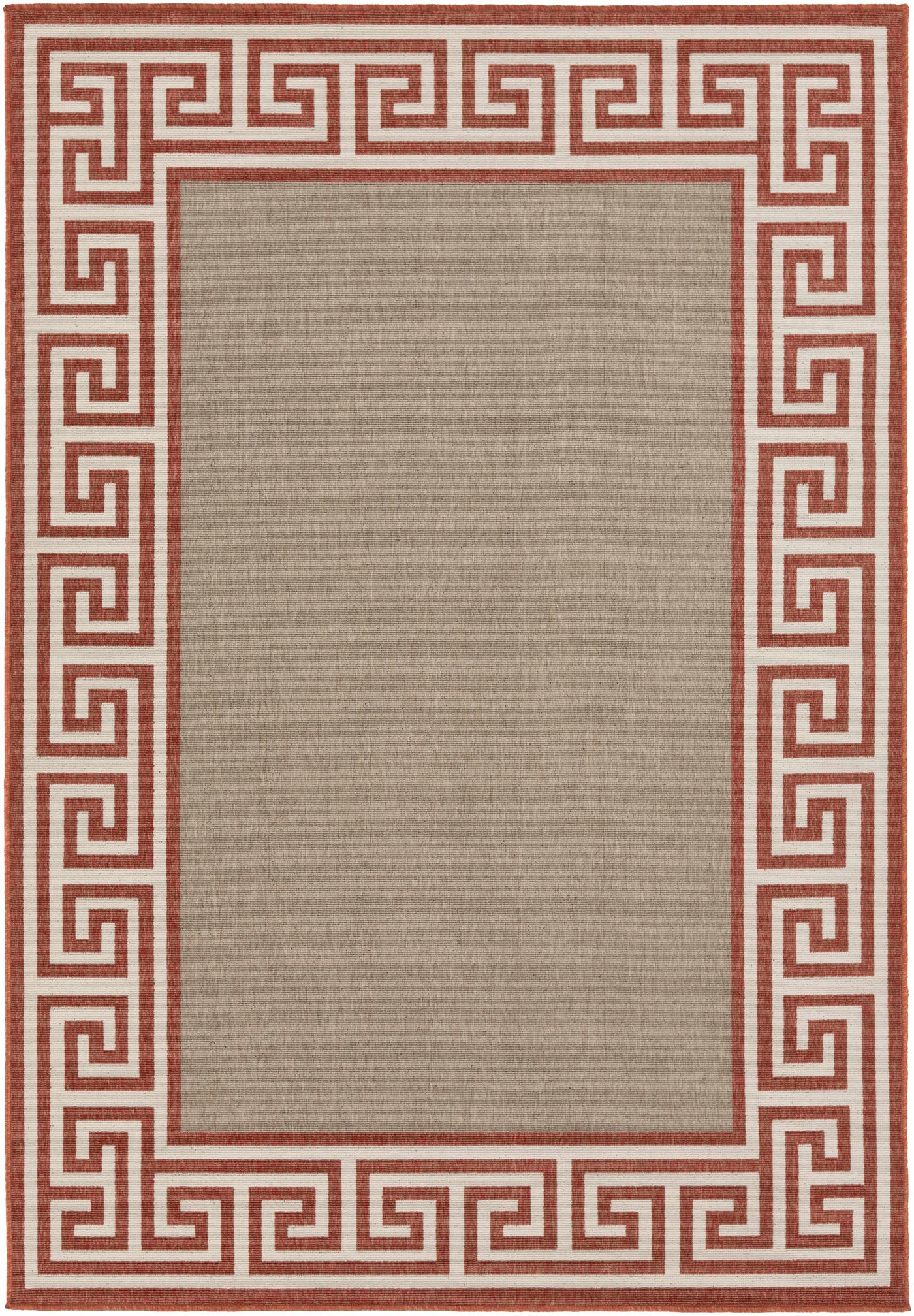 Houtz Red Border Greek Outdoor Rug - Clearance by Boutique Rugs