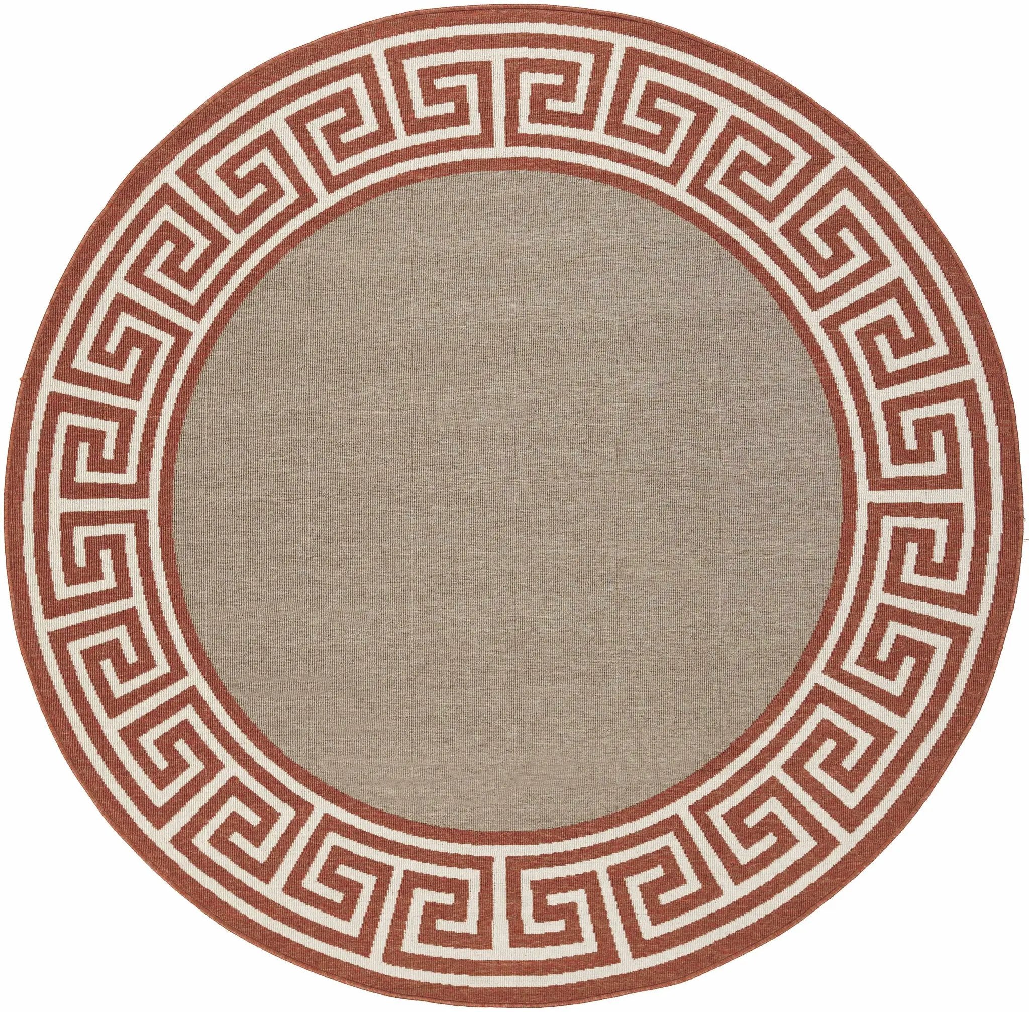 Houtz Red Border Greek Outdoor Rug - Clearance by Boutique Rugs