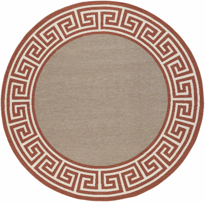 Houtz Red Border Greek Outdoor Rug - Clearance by Boutique Rugs