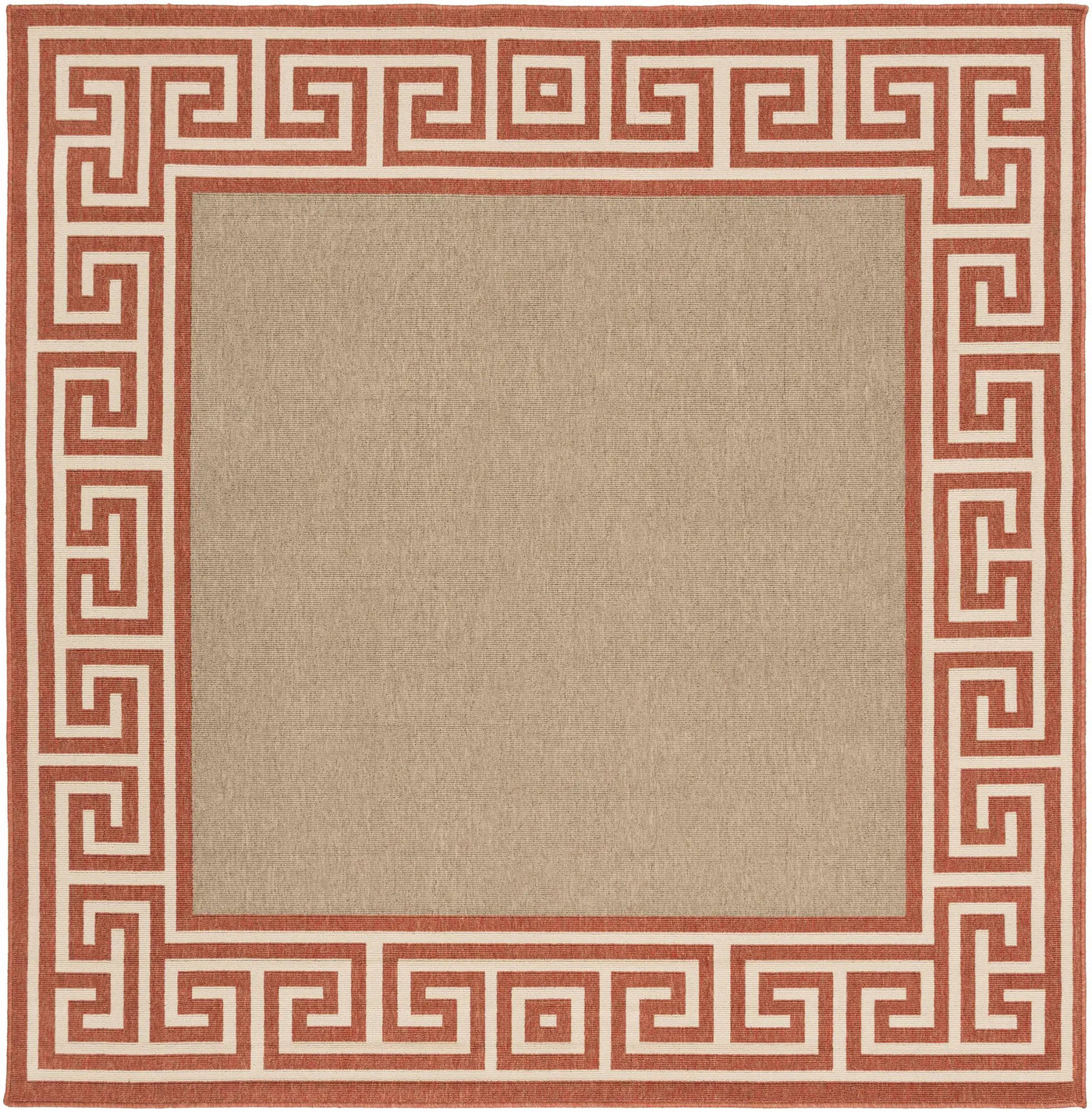 Houtz Red Border Greek Outdoor Rug - Clearance by Boutique Rugs