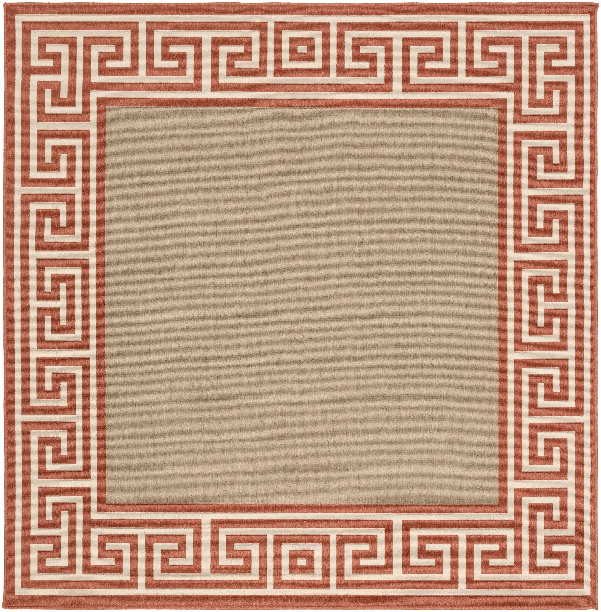Houtz Red Border Greek Outdoor Rug - Clearance by Boutique Rugs