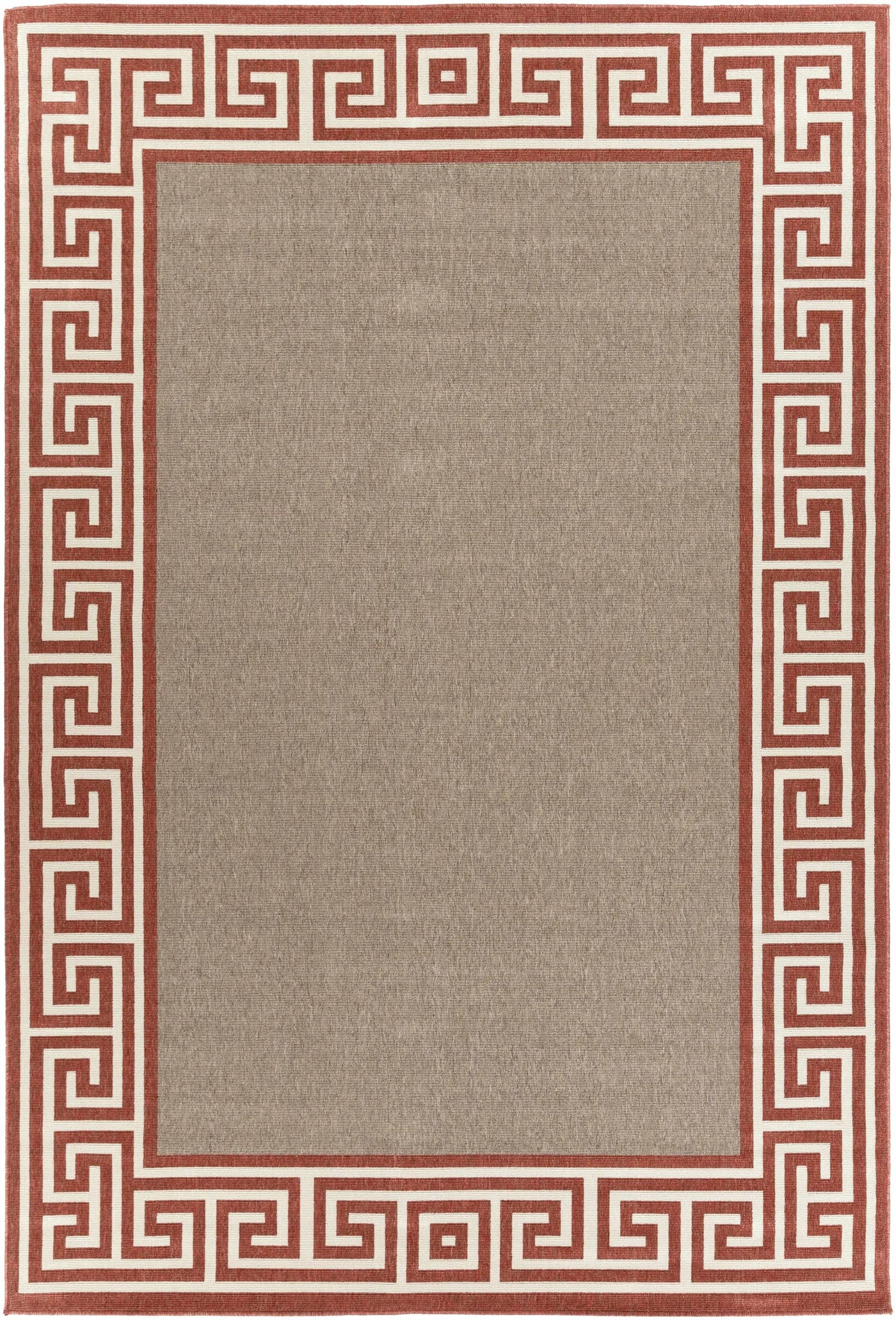 Houtz Red Border Greek Outdoor Rug - Clearance by Boutique Rugs