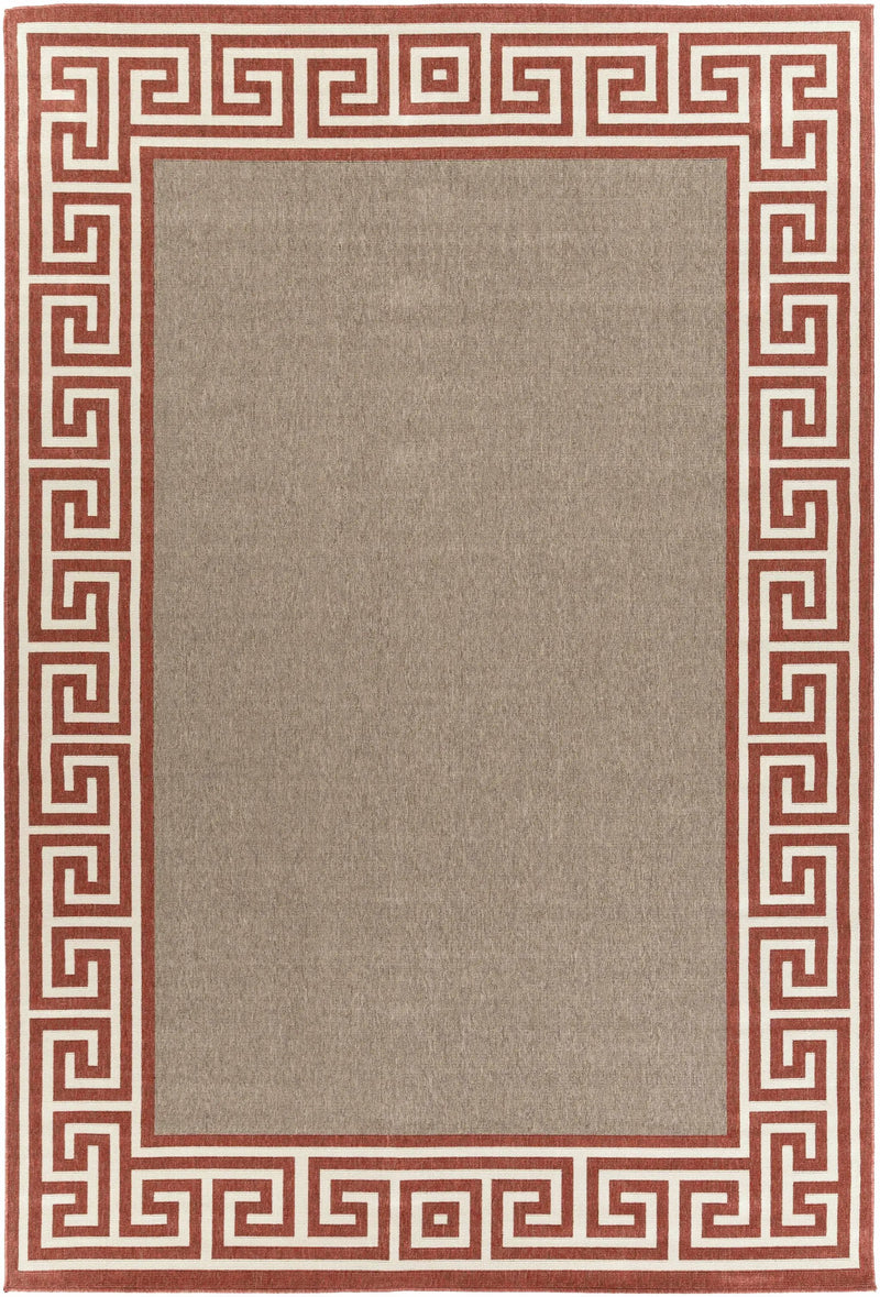 Houtz Red Border Greek Outdoor Rug - Clearance by Boutique Rugs