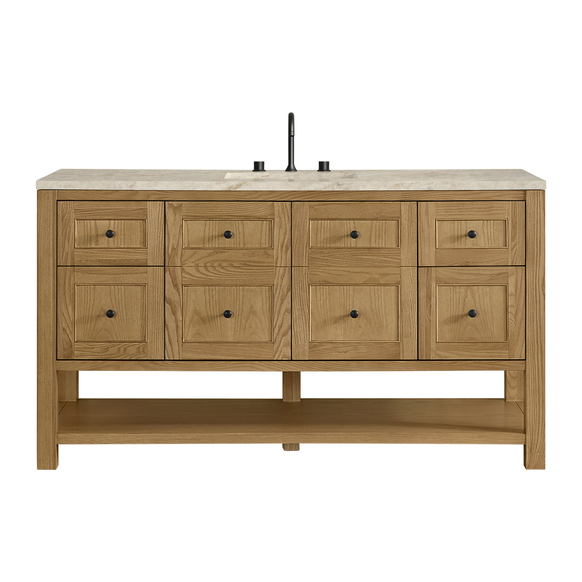 James Martin Breckenridge 60" Single Bathroom Vanity, Light Natural Oak with Tajnar countertop