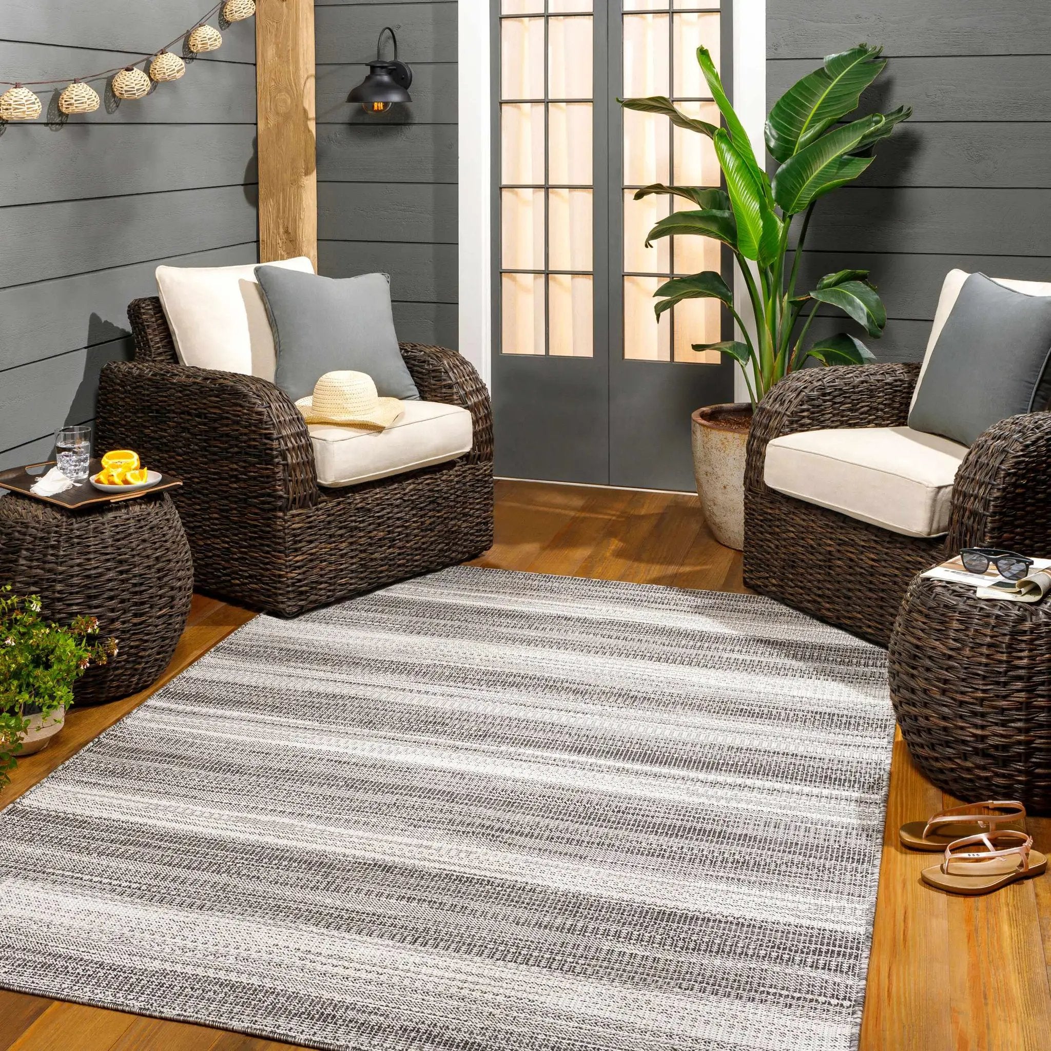 Kris Black Outdoor Area Rug - Clearance by Boutique Rugs