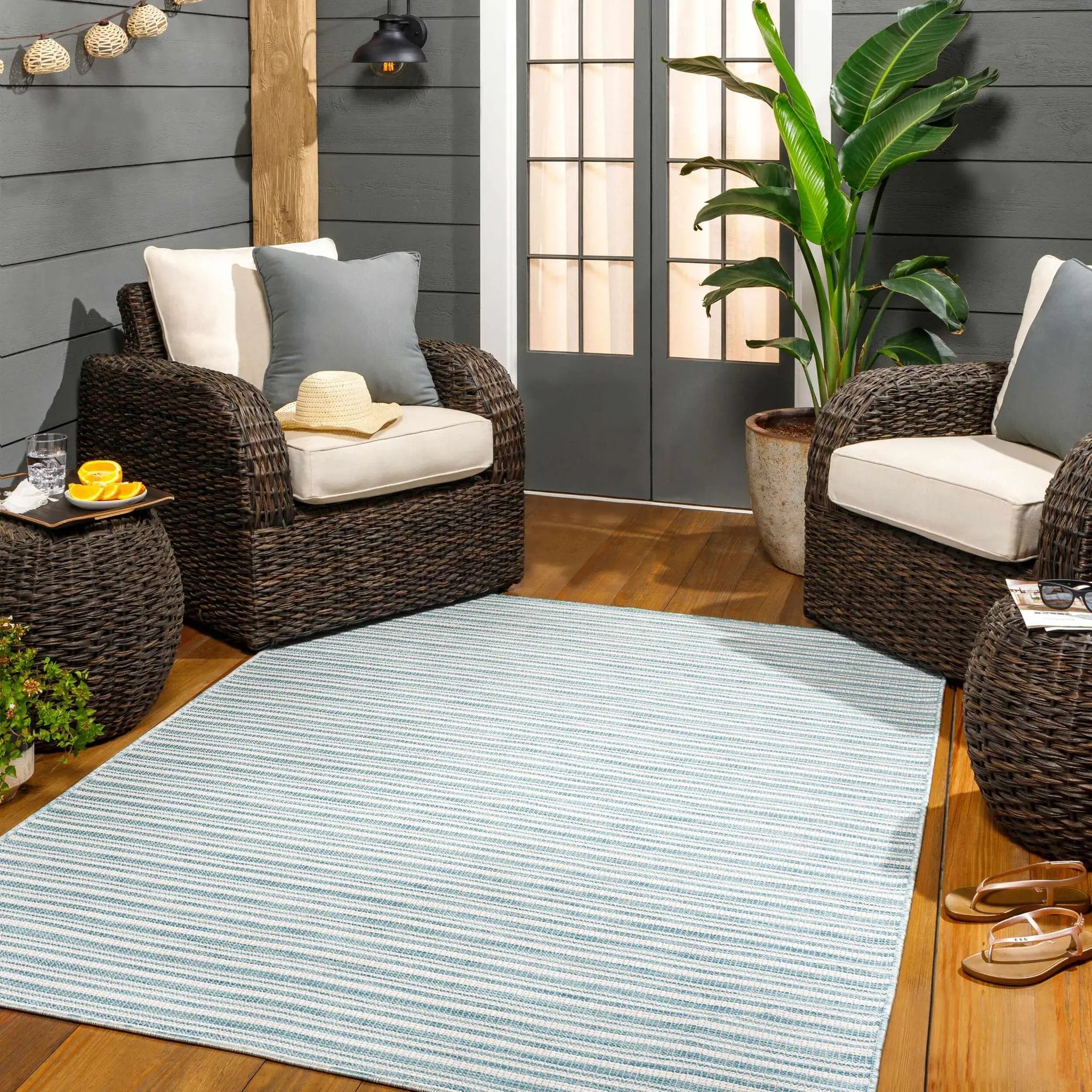 Greg Teal Outdoor Area Rug - Clearance by Boutique Rugs