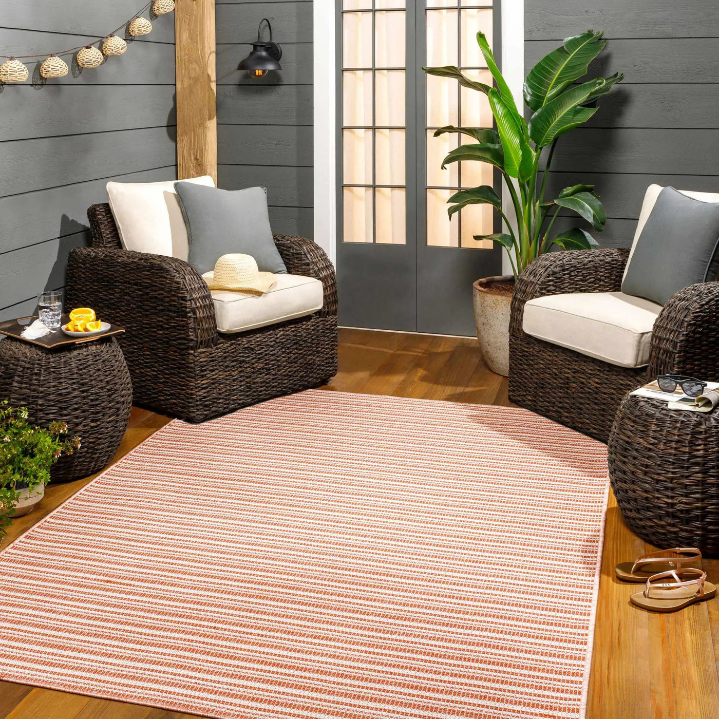 Greg Orange Outdoor Area Rug - Clearance by Boutique Rugs
