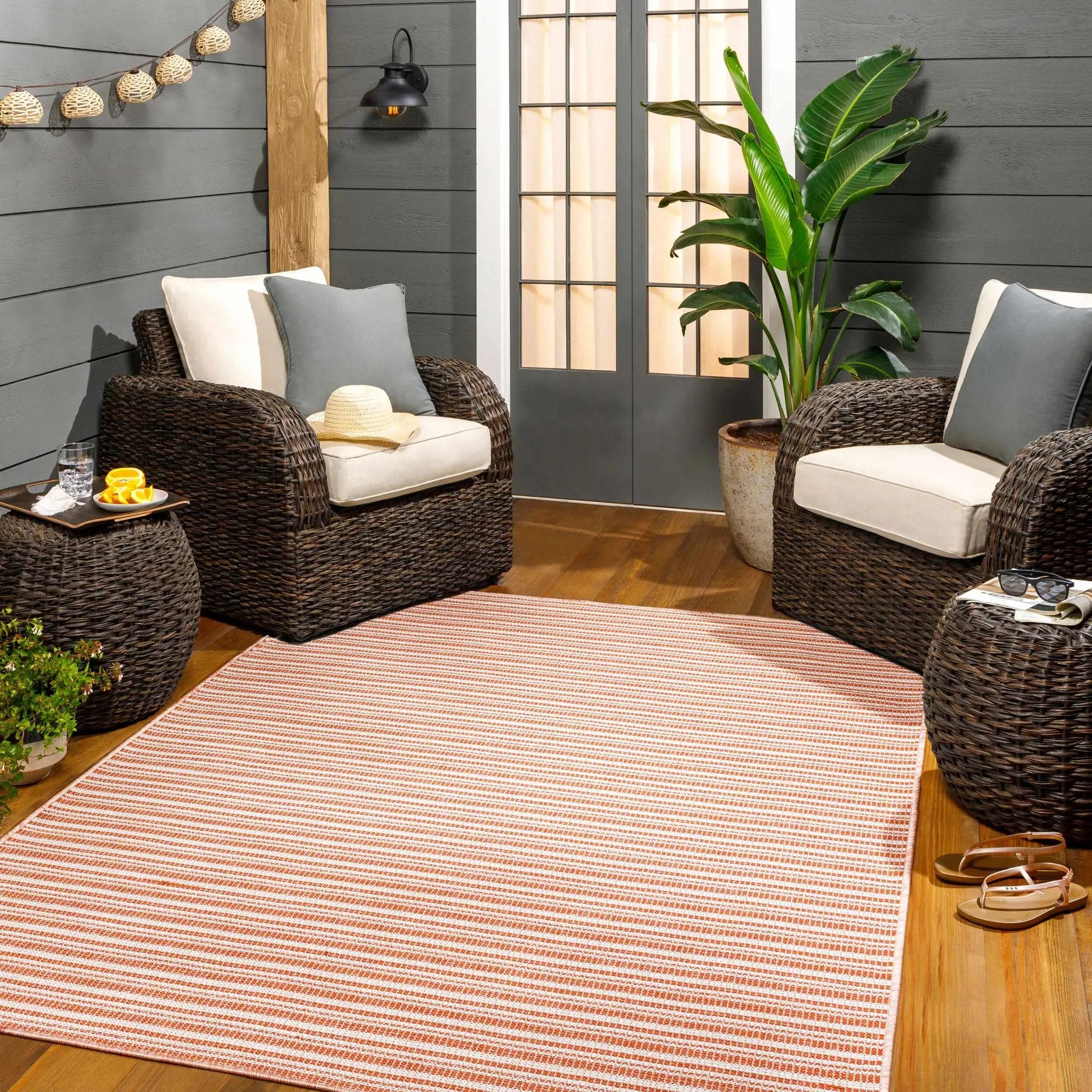 Greg Orange Outdoor Area Rug - Clearance by Boutique Rugs