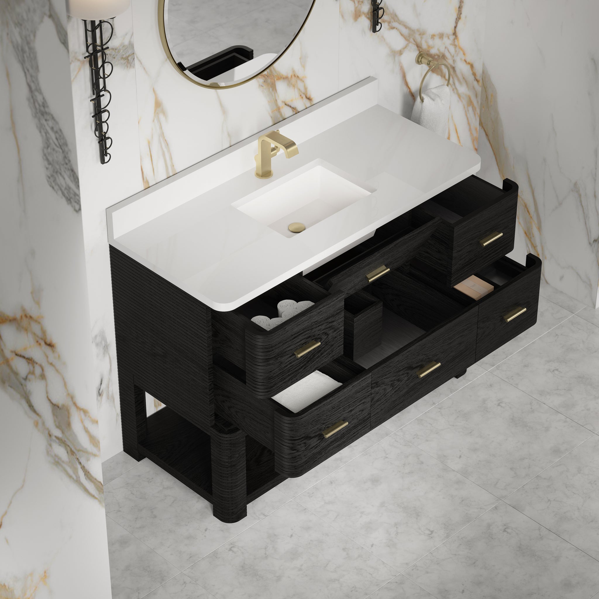 James Martin Lucian 48" Single Bathroom Vanity, Carbon Oak by James Martin