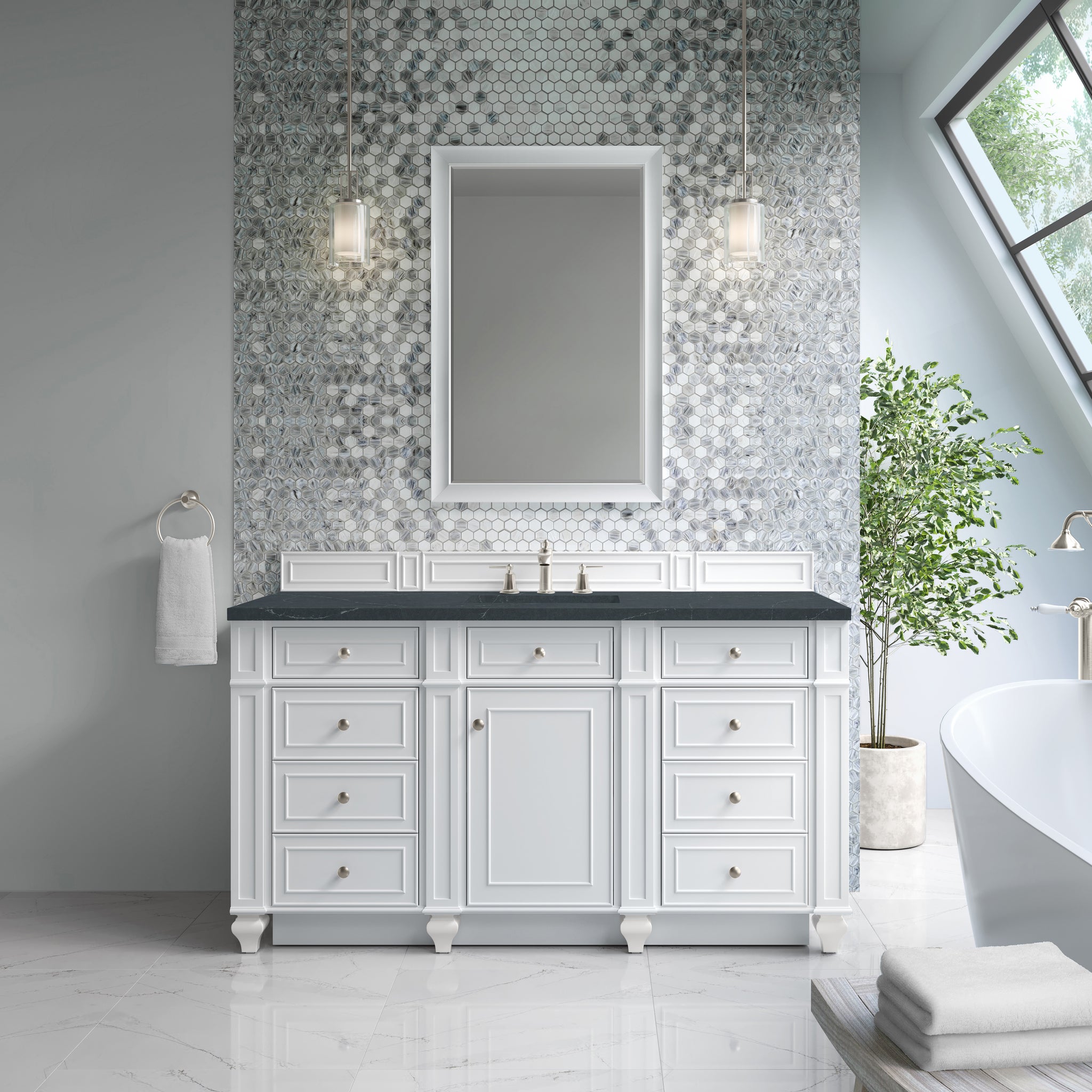 James Martin Bristol 60" Single Bathroom Vanity, Bright White by James Martin