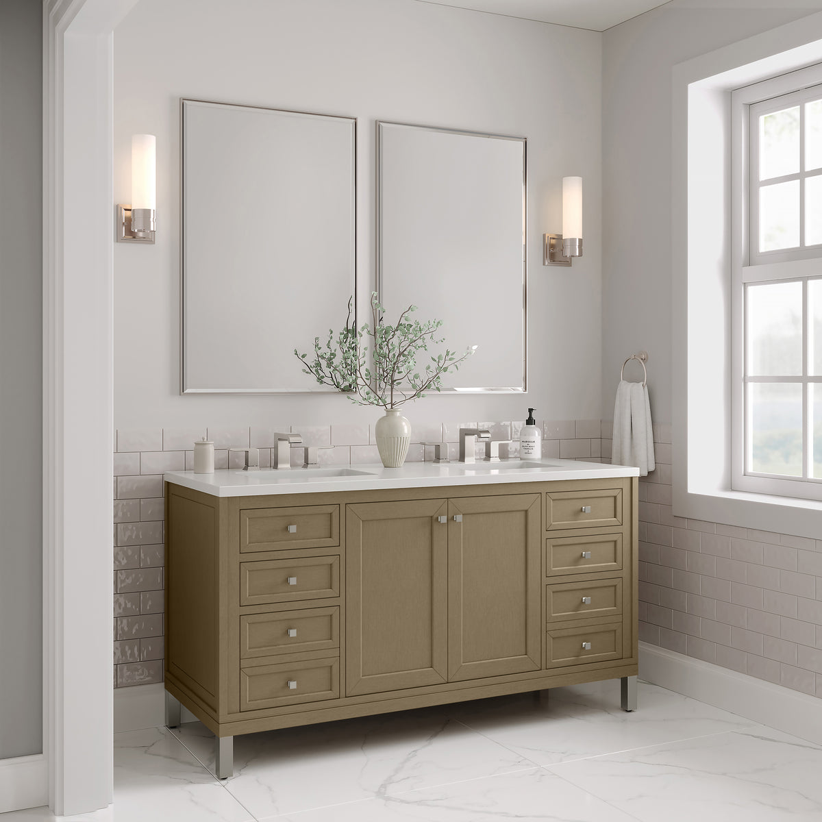 James Martin Chicago 60" Double Bathroom Vanity, Walnut Whisper, view 35
