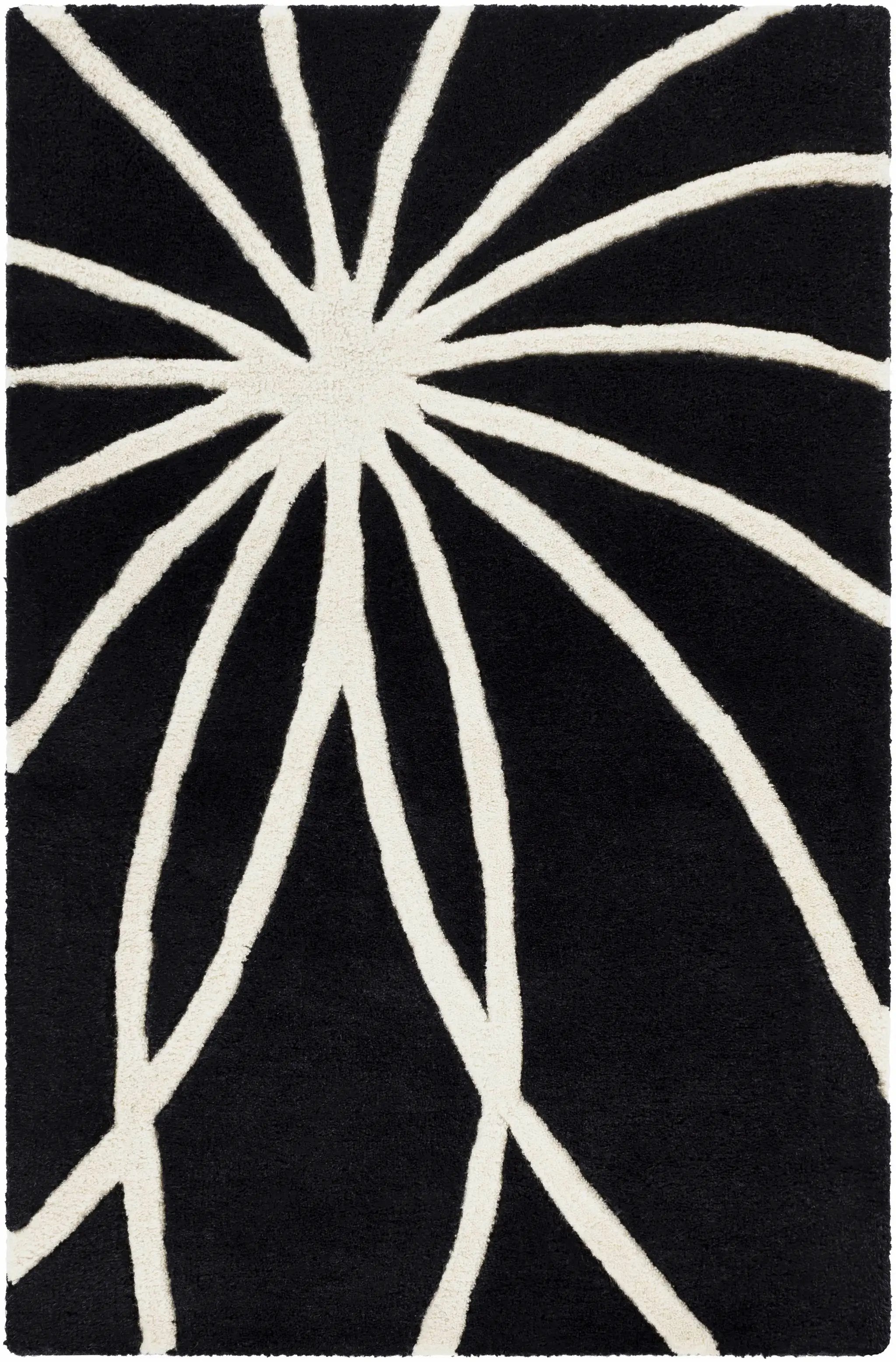 Davison Black Geometric Wool Carpet by Boutique Rugs
