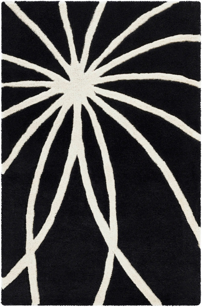 Davison Black Geometric Wool Carpet by Boutique Rugs