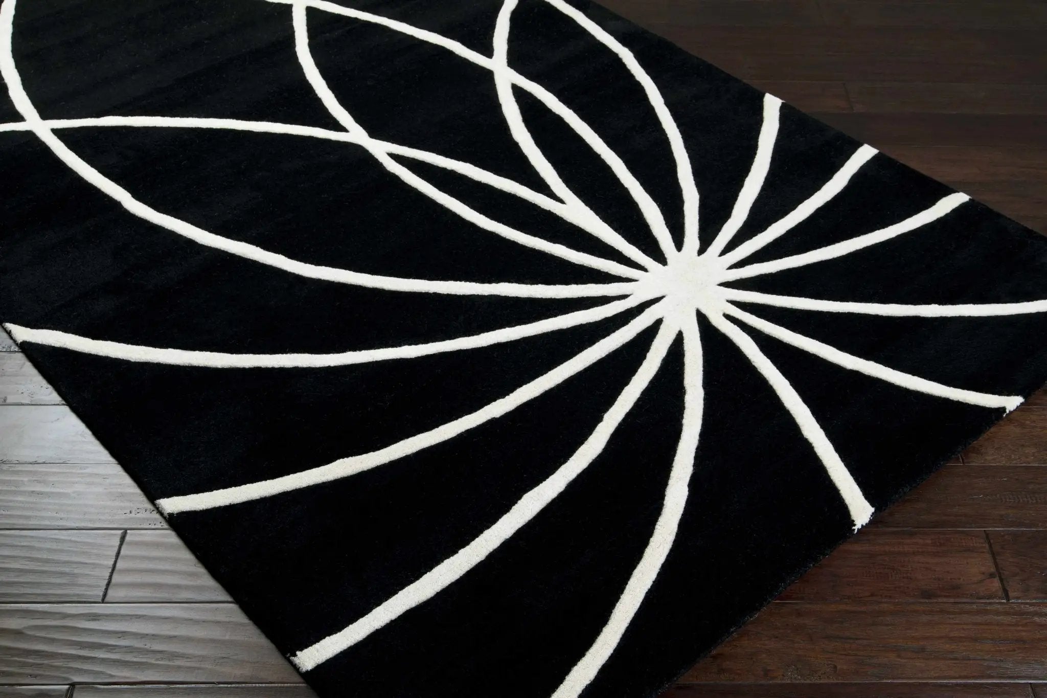 Davison Black Geometric Wool Carpet by Boutique Rugs