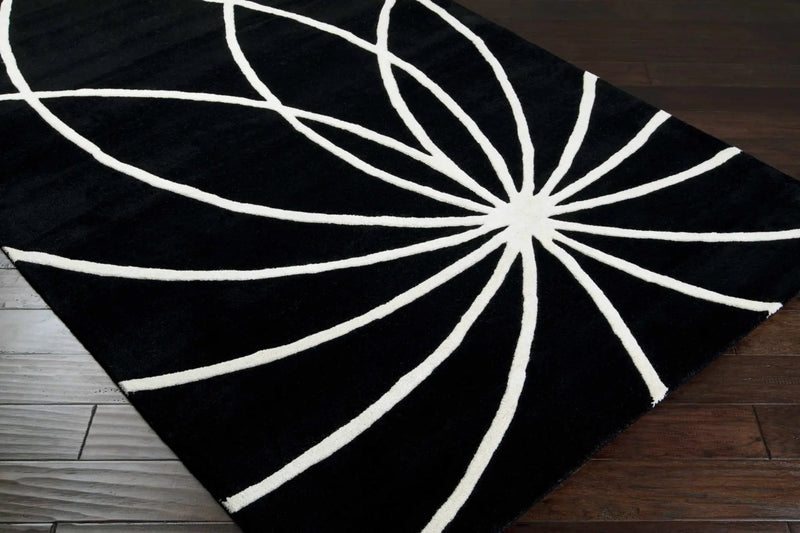 Davison Black Geometric Wool Carpet by Boutique Rugs