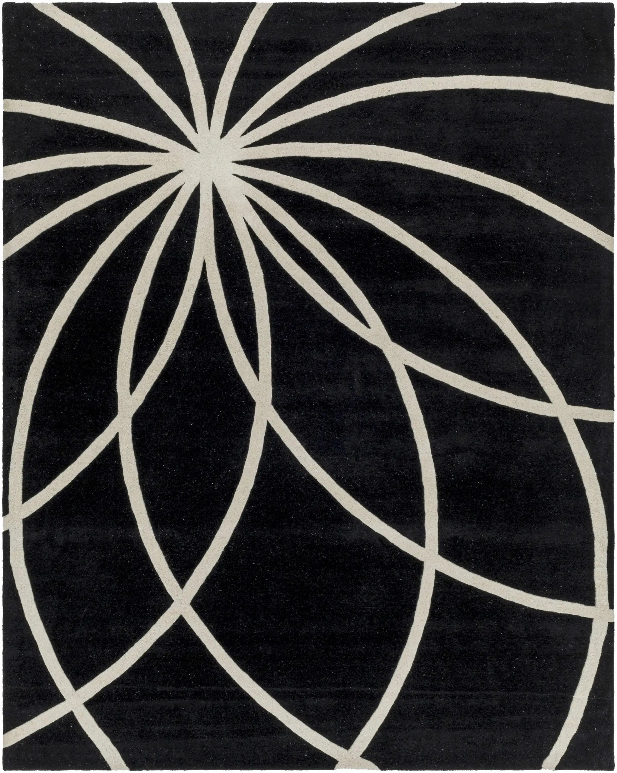 Davison Black Geometric Wool Carpet by Boutique Rugs
